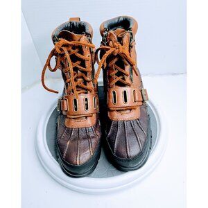 Ralph Lauren Brown & Tan Leather Duck Boots 8.5 B Womens